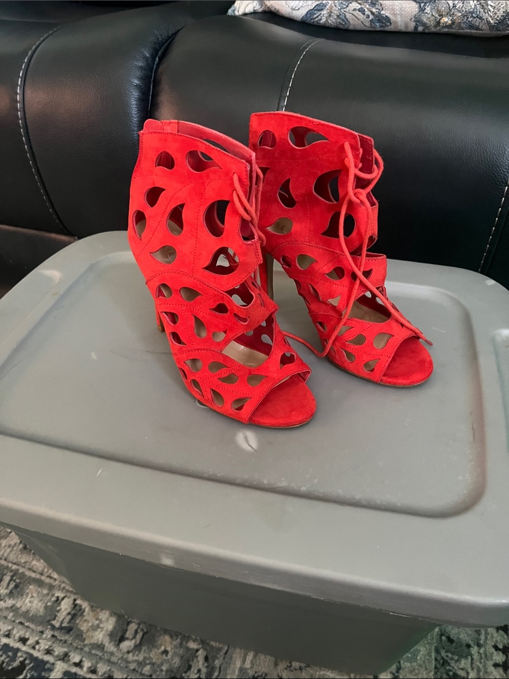ALDO Women's Red Cutout Lace-Up High Heel Sandals